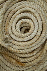 A roll marine mooring ropes close-up picture