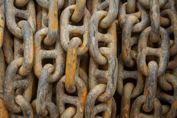 The big ship anchor chains close-up picture