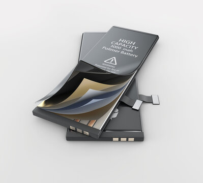 Li-ion cell battery structure,clipping path included, 3d Illustration