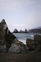 Fototapeta na wymiar landscape photography of cliffs with Galician beaches, cliffs of loiba