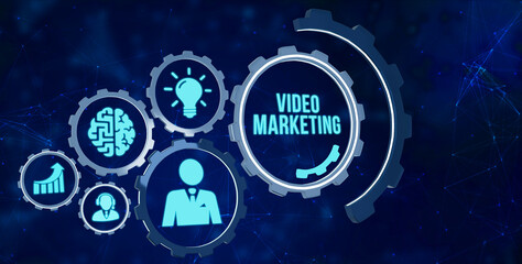 Internet, business, Technology and network concept. Video marketing and advertising concept on screen.