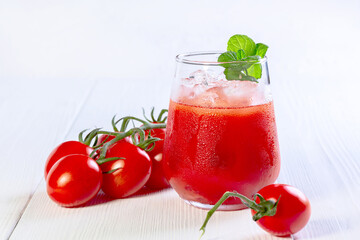 Tomato juice in a glass.