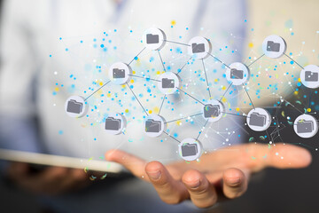 data Internet infrastructure concept. Abstract technology background. 3D rendering.