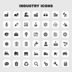 Big Industry icon set, trendy flat icons