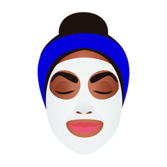 Girl in a white mask. Facial skin care. Close-up of the girl's face. Cosmetic procedures.