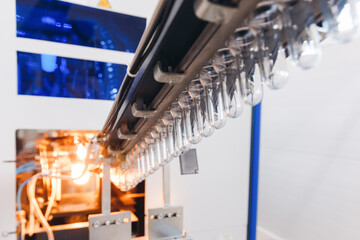 Preforms for making PET plastic bottles. Blank for production of containers for milk or beer. Line...