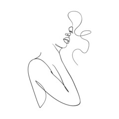 One line drawing woman.  Modern minimalism art. - Vector illustration