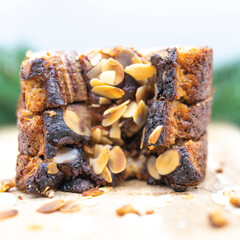 Banana bread on white background