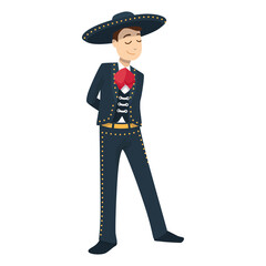 Isolated traditional mexican mariachi cartoon - Vector illustration