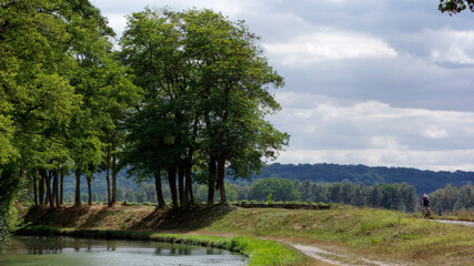 Ourcq channel in Seine et Marne country. Fresnes-sur-Marne village