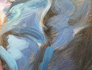 Blue abstract acrylic brush stroke design on canvas