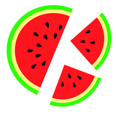 Slice red watermelon. Vector illustration for label, graphic resource, symbol
