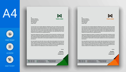 Professional letterhead template design in two colors Vector. 