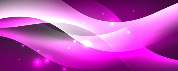 Shiny glowing neon wave, light lines abstract background. Magic energy and motion concept. Vector wallpaper template