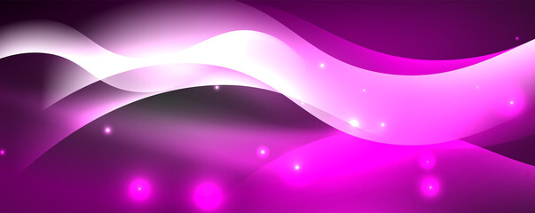 Shiny glowing neon wave, light lines abstract background. Magic energy and motion concept. Vector wallpaper template