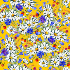 Seamless pattern of summer flowers