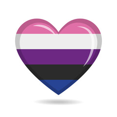 Genderfluid pride flag in heart shape vector illustration