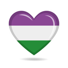 Genderqueer pride flag in heart shape vector illustration