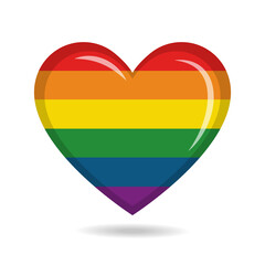 Rainbow lgbt pride flag in heart shape vector illustration