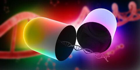Fototapeta premium 3d render of dna structure, abstract background 