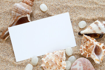 Idea for Beach Wedding Invitations. Seashells and sand