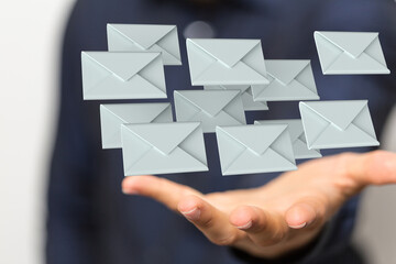  email icon concept in hand background