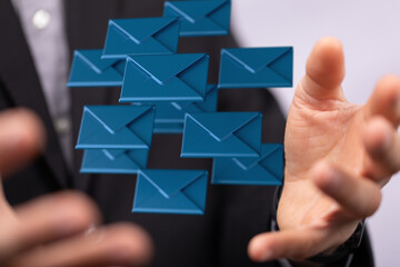  email icon concept in hand background