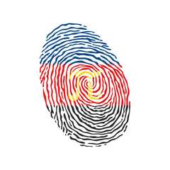 Fototapeta na wymiar Fingerprint vector colored with the Polyamorous pride flag isolated on white background Vector Illustration