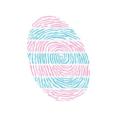 Fingerprint vector colored with the Transsexual pride flag isolated on white background Vector Illustration