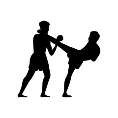 black silhouette design of martial arts of thailand called muay thai