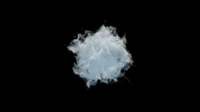 Transparent Abstract smoke  Cloud Seamless Loop With alpha, smoke cloud isolated on black background with alpha, compositing element 