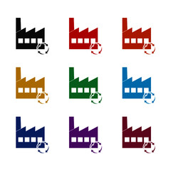 Obraz premium Eco factory icon isolated on white background color set