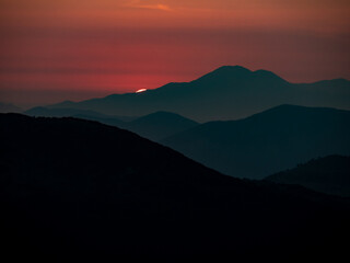 sunset on the Aurunci Mountains. Formia, Latina, Lazio, Italy