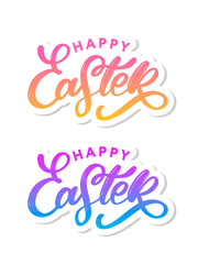 Happy Easter lettering card. Hand drawn lettering poster for Easter. Ink illustration. Modern calligraphy. Happy Easter typography background.