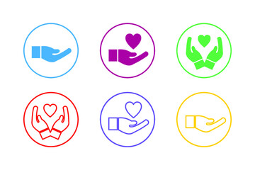 Colorful Helping Hand Icon Set