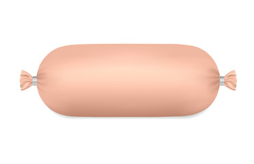 Sausage packing isolated on white background. Vector realistic mockup. package food template. blank for branding. Ready for design. EPS10.