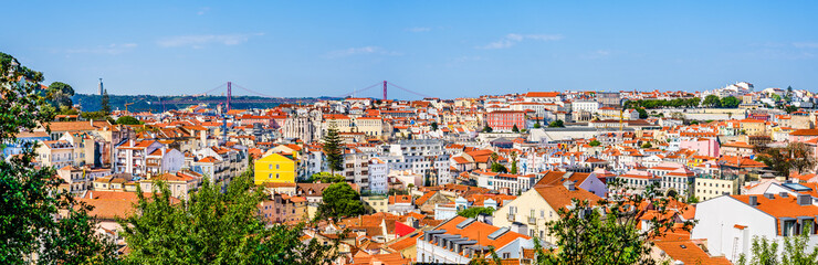 Fototapeta na wymiar Panoramic view of the old town of Lisbon, Portugal