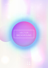 Dynamic shape background with liquid fluid. Holographic bauhaus gradient with memphis elements.