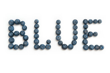Blue text made from blueberries