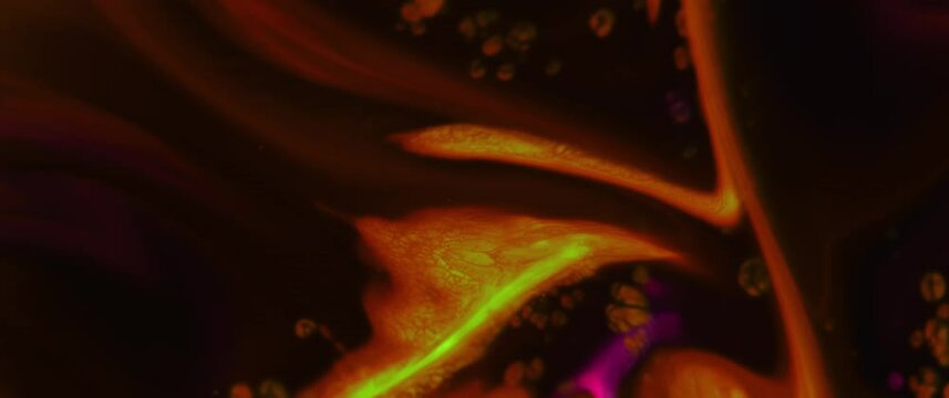 Macro Textures with Vibrant Neon Color Palette. Abstract Background Made with Oil Mixed with Dye, Ink, and Paint.