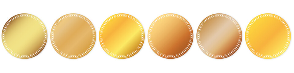 set of gold round sticker banner on white background	
