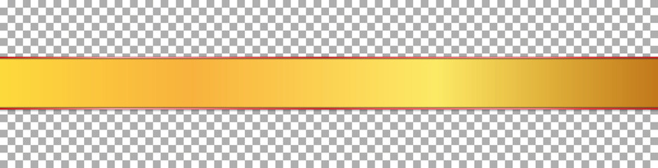 long gold ribbon banner with gold frame on transparent background	