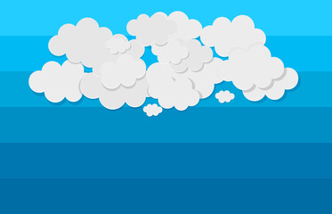 paper white clouds on blue sky atmosphere graphic vector.illustration.