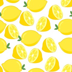 Lemon on a white background pattern seamless vector trend print for textile