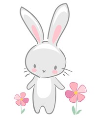 Hand Drawn Cute Bunny, print design rabbit