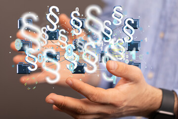 Man touching a law concept.