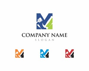 Letter M with Tools Logo Icon 001