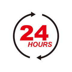 24 hour logo vector icon. 