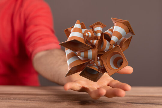 Website in under construction banner flat