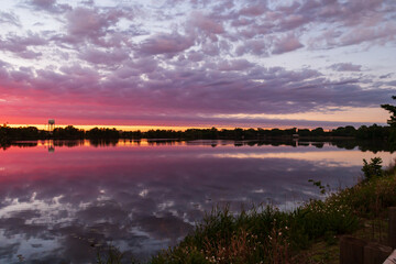 sunset on the lake in Minnesota